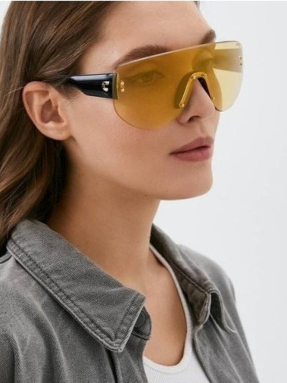 Carrera FLAGLAB 12 04CW ET Sunglasses Black Shield Frame, Yellow Lenses